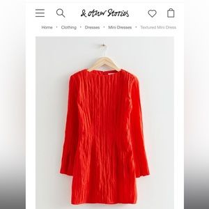 SOLD OUT & Other Stories Textured Mini Dress in Red / Orange!
